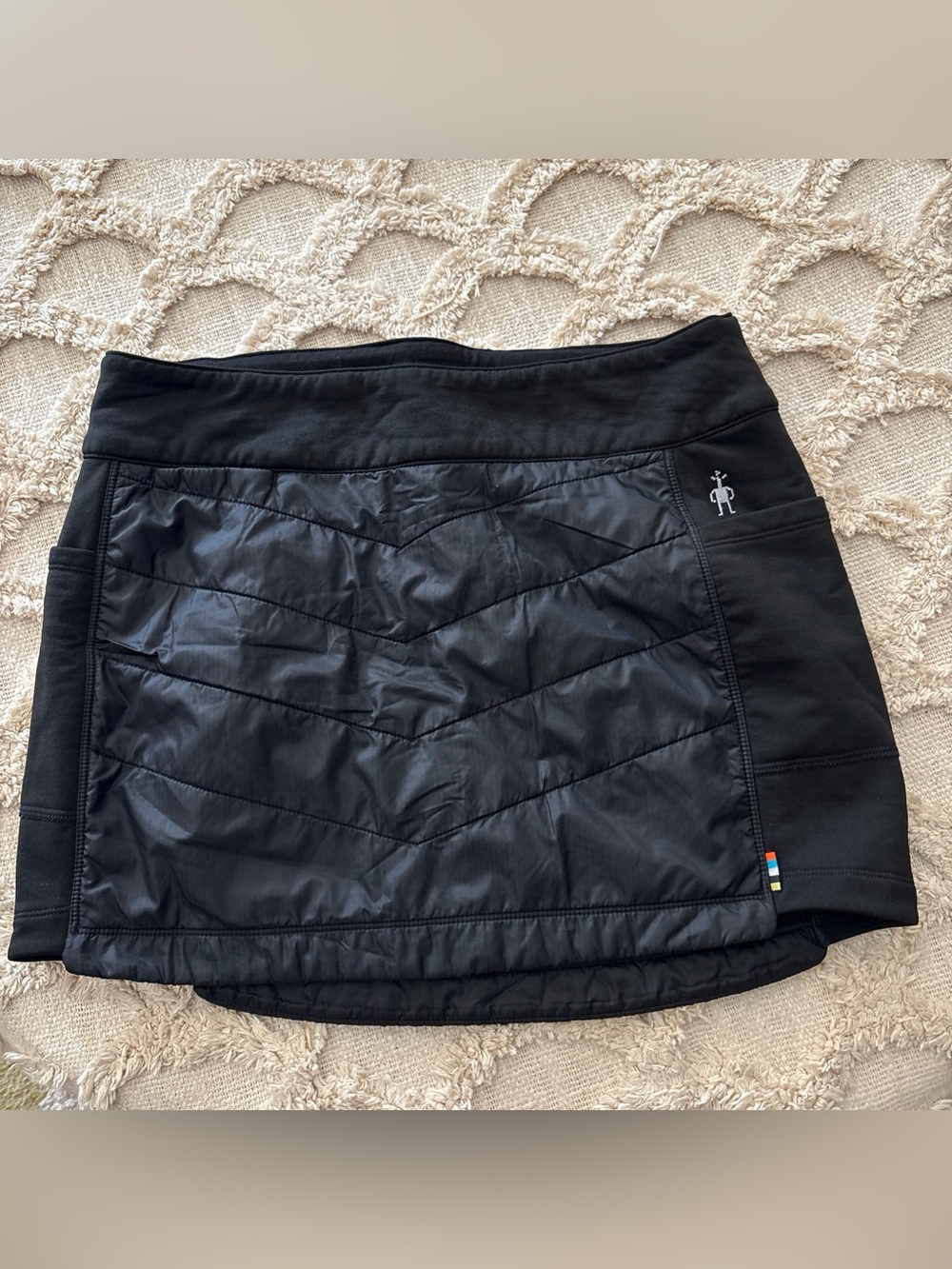 Smartwool Smartloft Quilted Insulated Skirt Black Merino Wool Puffer Mini M